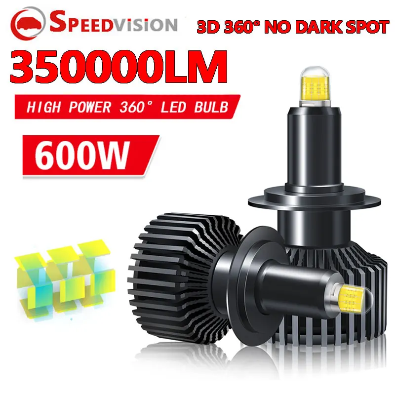

H7 Led Car Headlights Bulbs Canbus 600W 350000LM 3D 360 H1 H11 HB3 9005 HB4 9006 9012 12V Automotive Fog Lights Turbo Mini Lamp