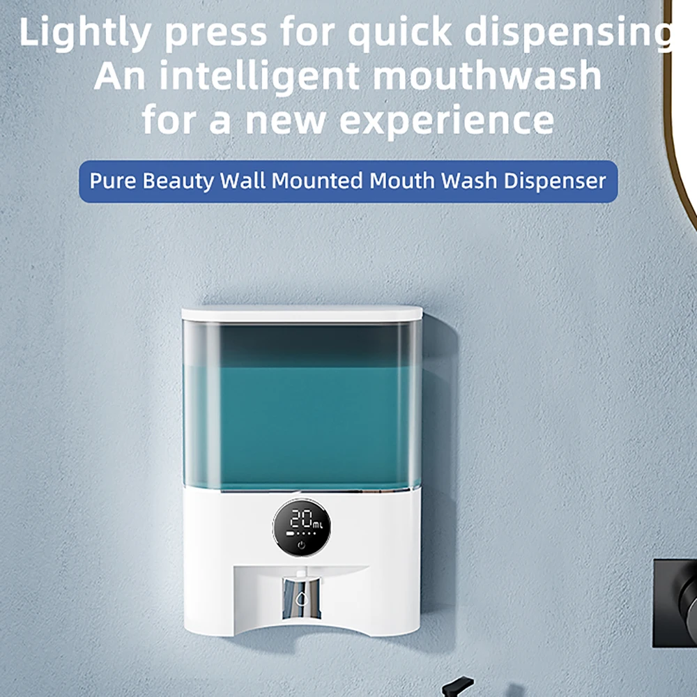 WallMountedAutomaticMouthwashDispenserPump500MLLEDDisplayWirelessSmartInductiveMouth