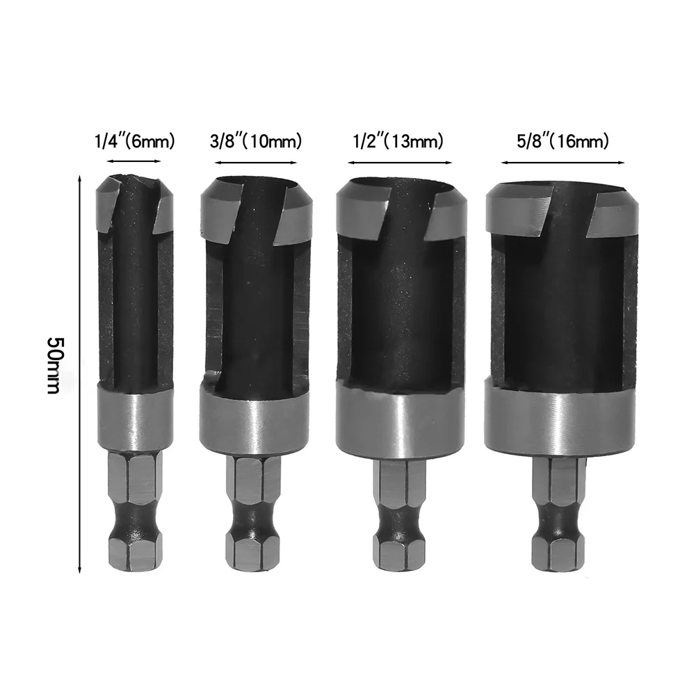 

Brand New Drill Bit Set Wood Plug 1/4\" 3/8\" 1/2\" 5/8\" 6.35mm Hex Shank 6mm/10mm/13mm/16mm Cylinder/Claw Style
