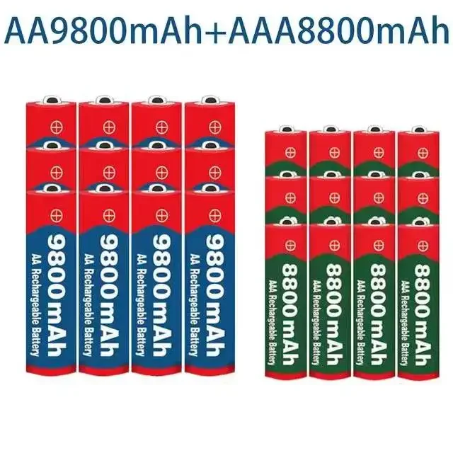 

2023 New 1.5V AA 9800 mAh+1.5V AAA 8800 mAh Alkaline1.5V Rechargeable Battery For Clock Toys Camera battery