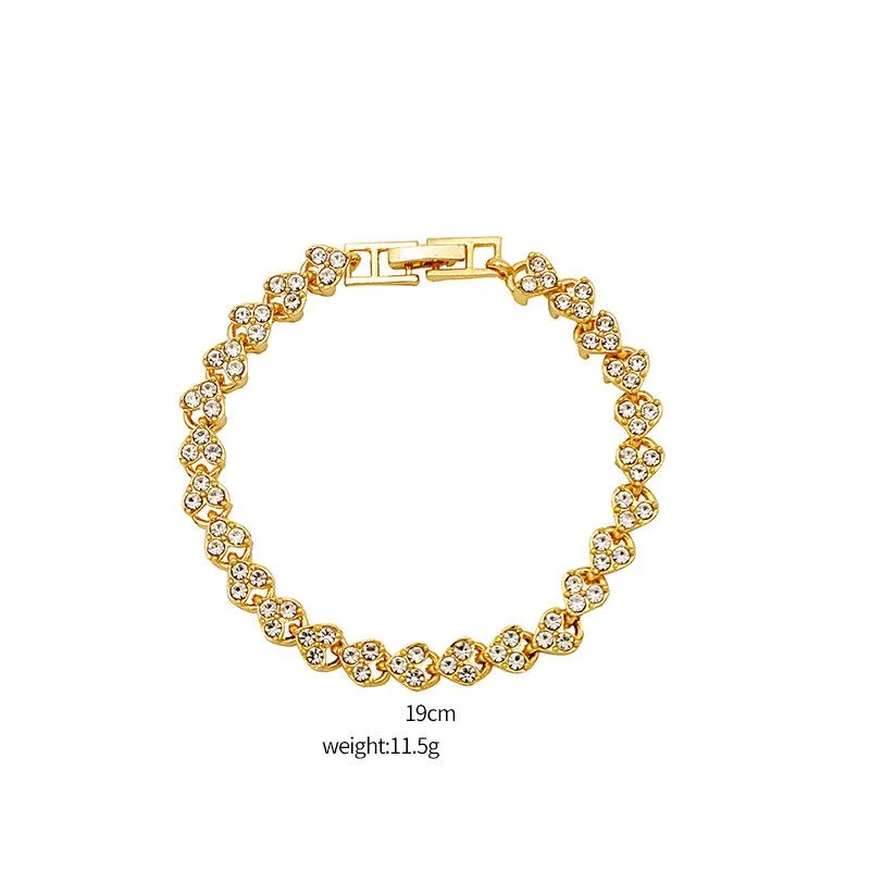 Bracciale a cuore con diamanti placcato oro per donna_voghion.com
