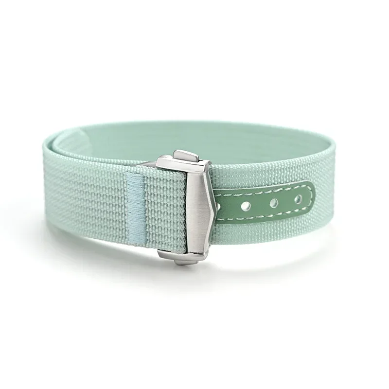 Versatile Ribbed Nylon Waterproof Watch Strap with Folding Buckle - Sporty & Stylish