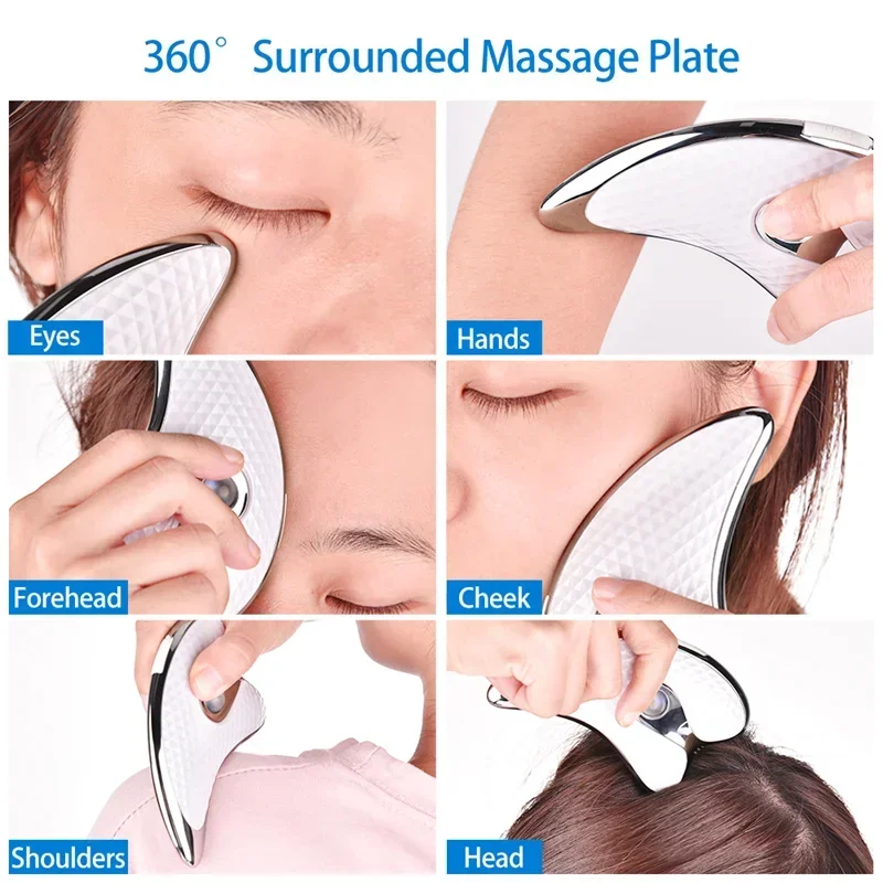 Microcurrent Electric Facial Gua Sha Massager Heated Vibration Face Scraping Tightening Wrinkles Double Chin Skin Face Lifting