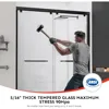 56-60" Wx76 H Semi Frameless Double Sliding Shower Door, Matte Black Easy Clean Coating Sliding Shower Door 3