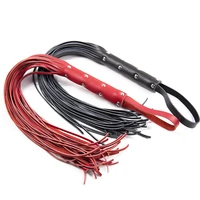 63CM Leather Horse Whip, Horse Training Real Whips, Leather Covered Punk Rivet Handle Whip 2