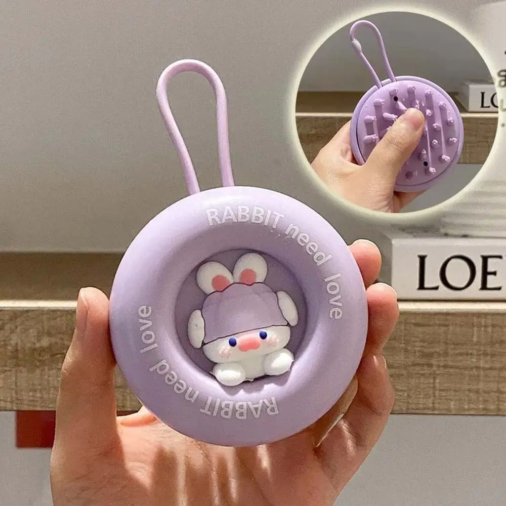 1pc Cartoon Silicone Scalp Massage Comb Soft Handheld Round Shampoo Brush Hair Clean Tool Hair Care SPA Massage Combs comb handheld scalp soft silicone shampoo brush bathroom products massage brush washing comb shower shampoo scalp shower brush