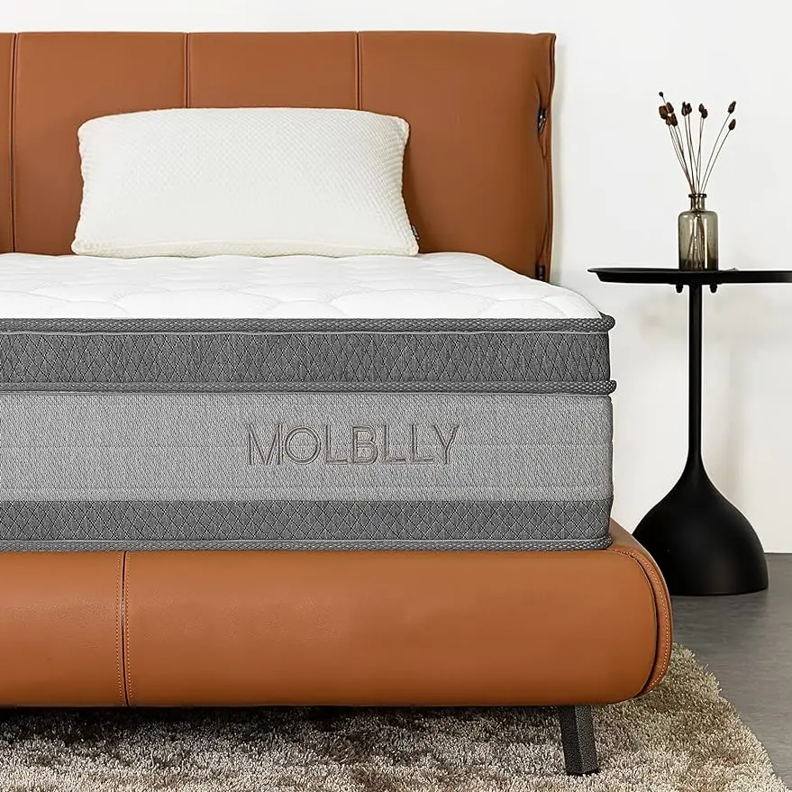 

Molblly King Mattress, 10 Inch Cooling-Gel Memory Foam and Individually Pocket Innerspring Hybrid Bed Mattress in a Box, CertiPU