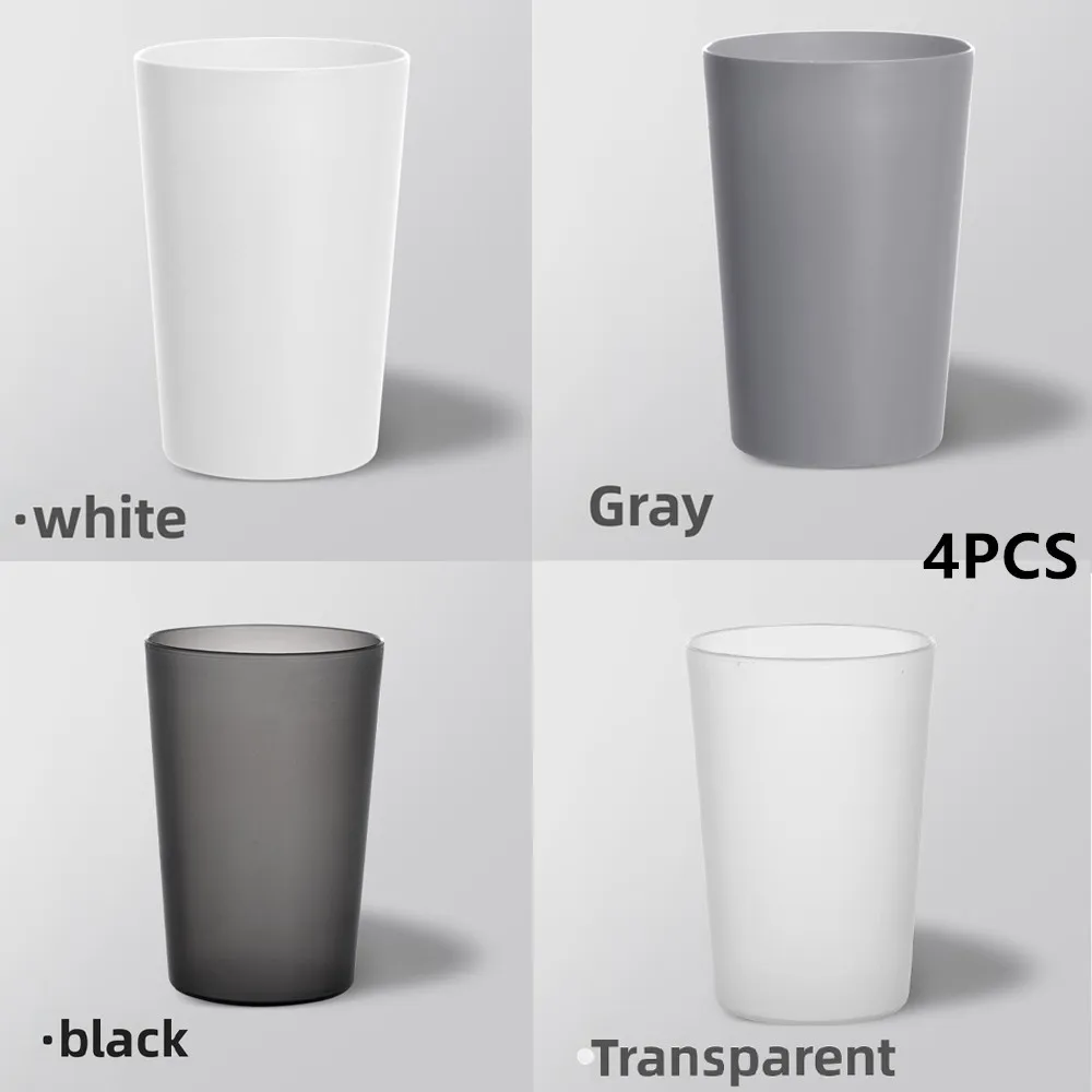 4pcs Solid Color Simple Toothbrush Plastic Mouthwash Cup, Bathroom Accessory_voghion.com