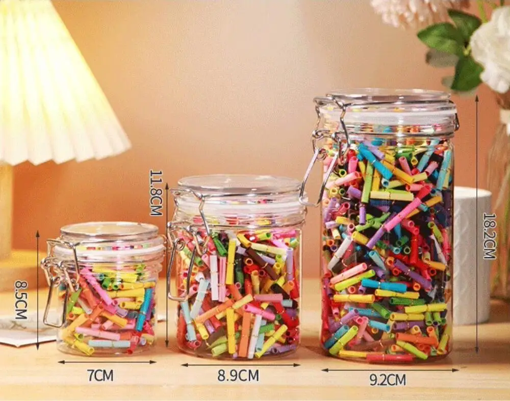Sealed Plastic Jars With Clip Lids Wishing Bottles Snack Jars Message Storage Jars Candy Jars, Stainless Steel Snap Seal Jars 3