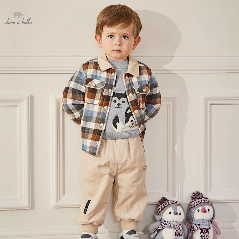 

Dave Bella 2023 New Autumn Winter Clothes for Boys Children Tops Knit Sweater Half High Collar Pullover Fashion Casual DB4236849