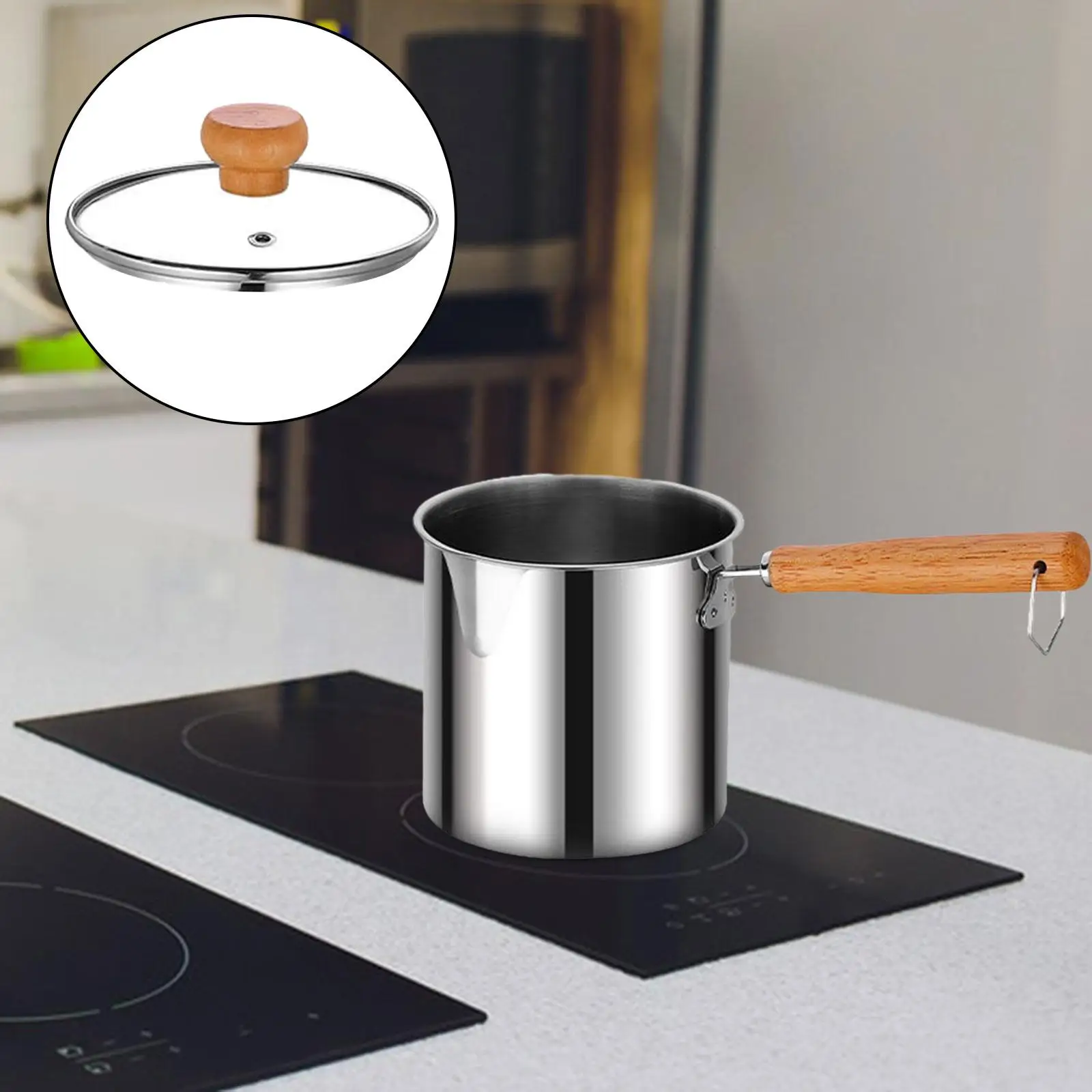 Deep Fry Pot with Wooden Handle Small Cookware Cooking Kitchen Frying Pan for Camping Home Party Kitchen Dried Deep Fry Pot with Wooden Handle Small Cookware Cooking Kitchen Frying Pan for Camping Home Party Kitchen Dried