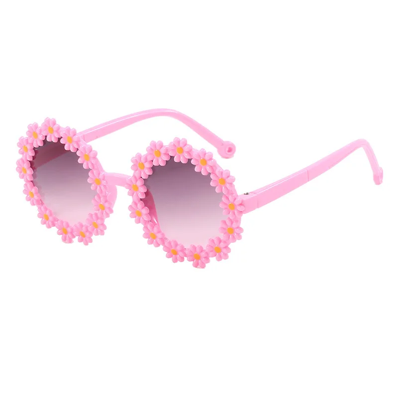 Kids Daisy Flower Sunglasses Colorful Beach Shades for Girls Boys Outdoor Photography Fashion Accessories with Floral Decor