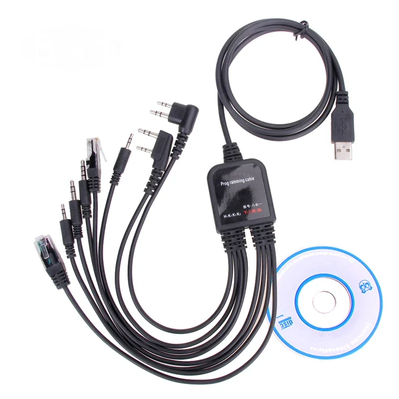 8in1 USB Programming Cable for BAOFENG UV5R MOTOROLA ICOM KENWOOD YAESU Handheld Mobile Radio Walkie Talkie rs232 port serial walkie talkie programming cable for motorola gm300 gm328 gm140 gm160 gm338 gm340 gm950 gm3188 mobile car radio