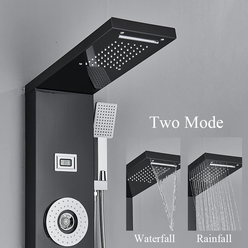 Digital Bathroom Shower Panel SPA Massage Jet Shower Column Set System Waterfall&Rainfall Bathroom Faucet Set Mixer Tap for Bath for Bathroom Shower Faucet Set,Shower Panel