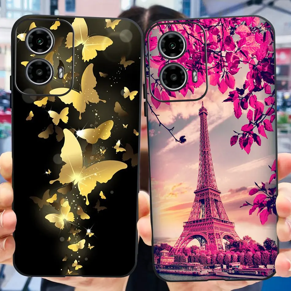 Cute Pattern Soft Black Silicone Phone Case