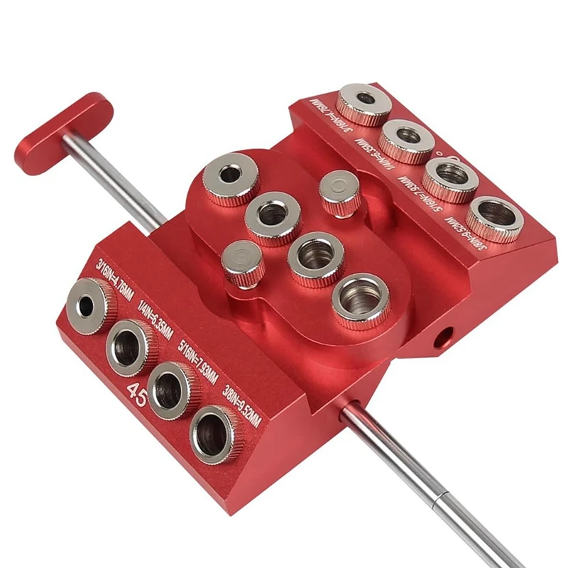 

30 45 90 Degree Angle Drill Guide Jig Drill Block For Straight Angled Holes With Detachable Drill Positioning Bar Red Metal