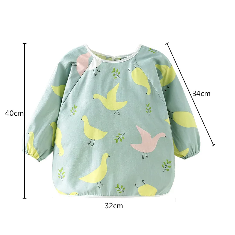 Cute Cartoon Baby Bibs Waterproof Colorful Infant Bib Full Sleeve Gown Children Long Sleeve Apron Coverall Feeding Drawing Bibs baby accessories box