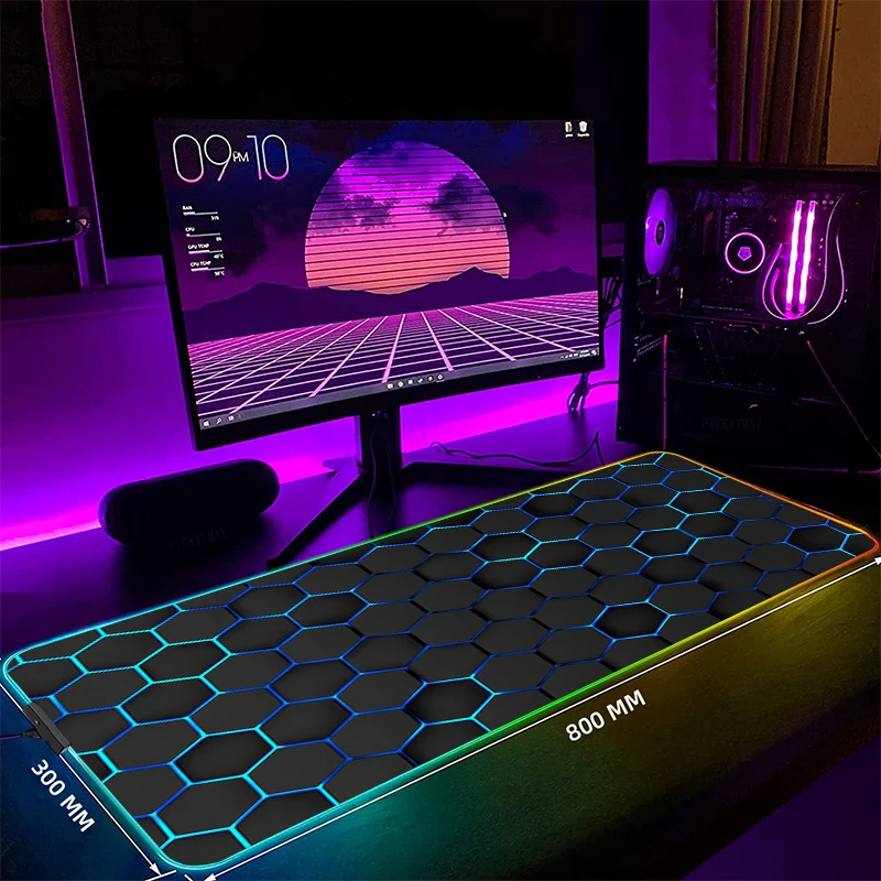

Geometric RGB Gaming Mousepad Big LED Gamer Mousepads PC Desk Mat Luminous Mouse Pad Large Keyboard Mats Table Rug With Backlit