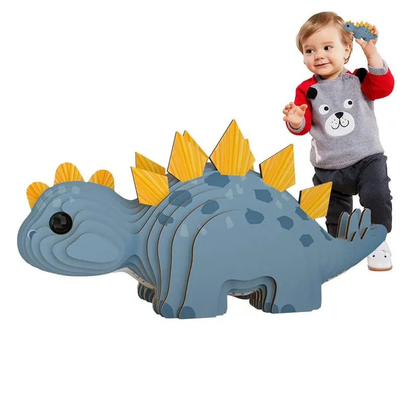 

3D Dinosaur Puzzles Jigsaw Stegosaurus Raptor Paper Toy Puzzles Montessori Educational Toy For Dinosaur Learning Activity Hand-E