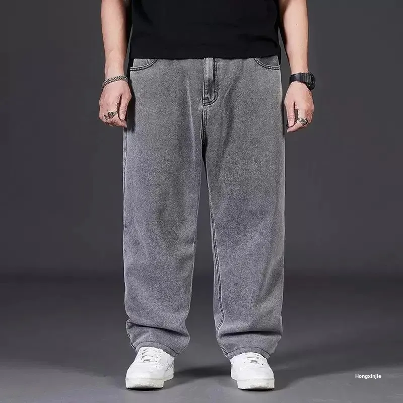 Men's Cross-Border Jeans Loose-Fit Straight-Leg Plus Size Casual Denim Pants From China Mainland denim pants denim trousers