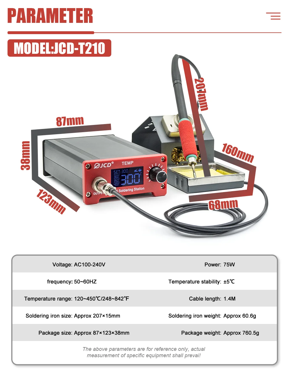 75W Digital Soldering Iron Station Soldering Tips Welding Rework Station OLED Te