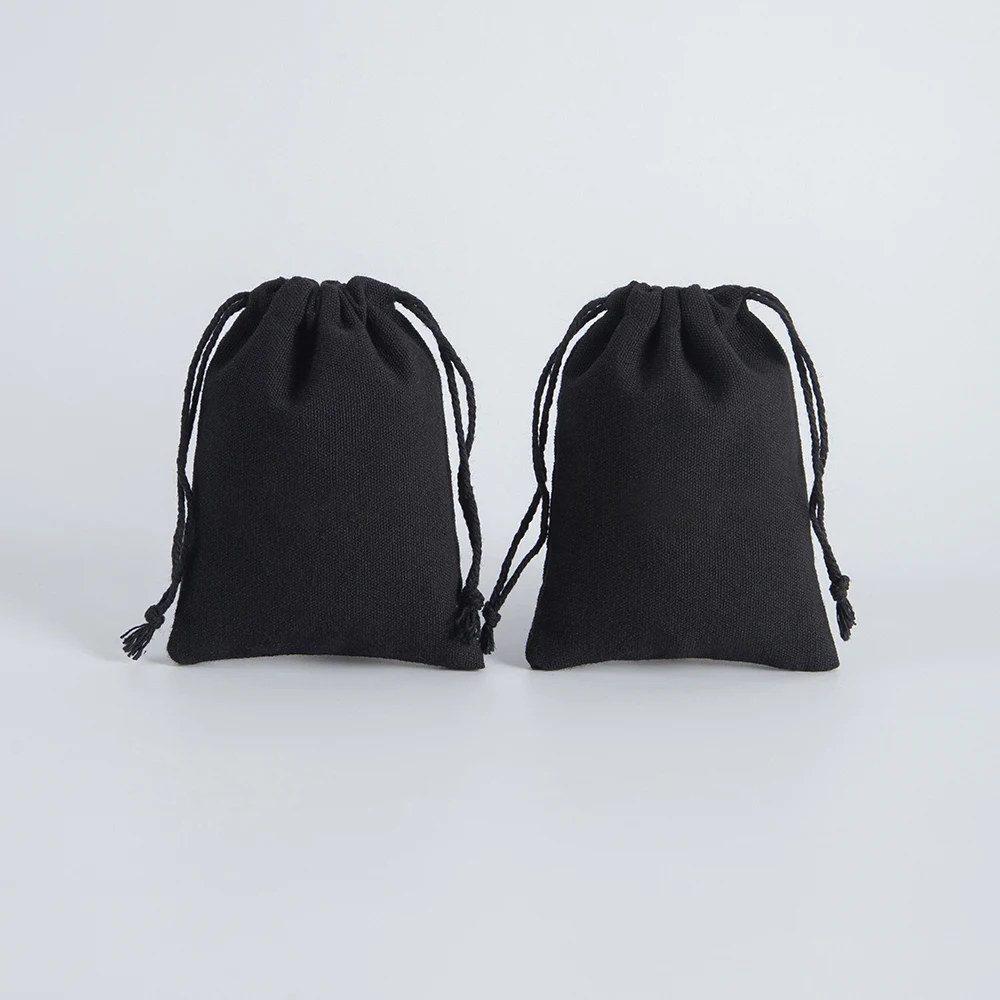 100/50 Pack Black Cotton Jewelry Gift Bags Sachet Bag Multipurpose Drawstring Organizer Packaing Pouch for Earring Ring Bracelet