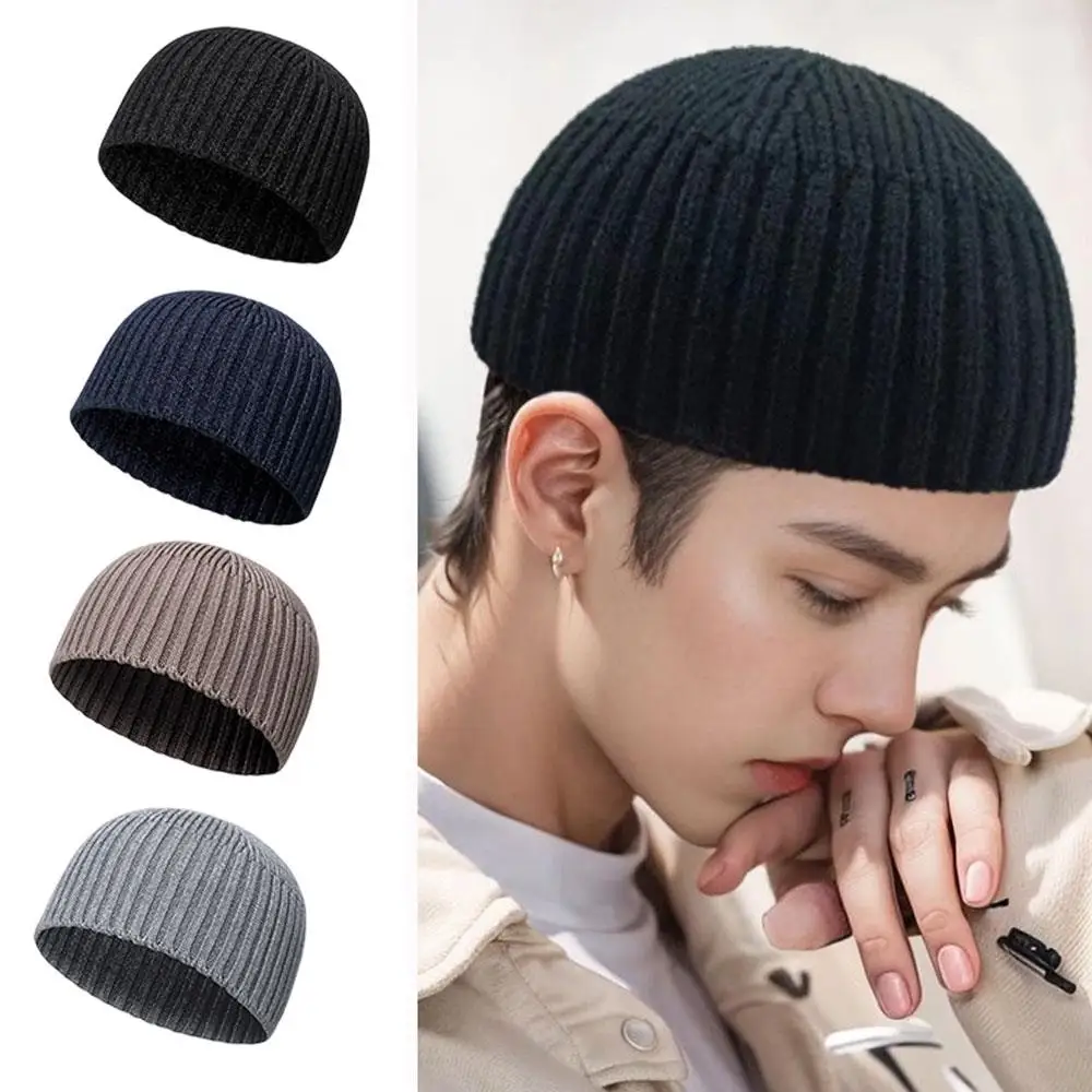 Men Women Winter Knitted Hat Warm Outdoor Sport Cold Protection Running Beanie Cap Street Brimless Keep Warm Vintage Dome Hat