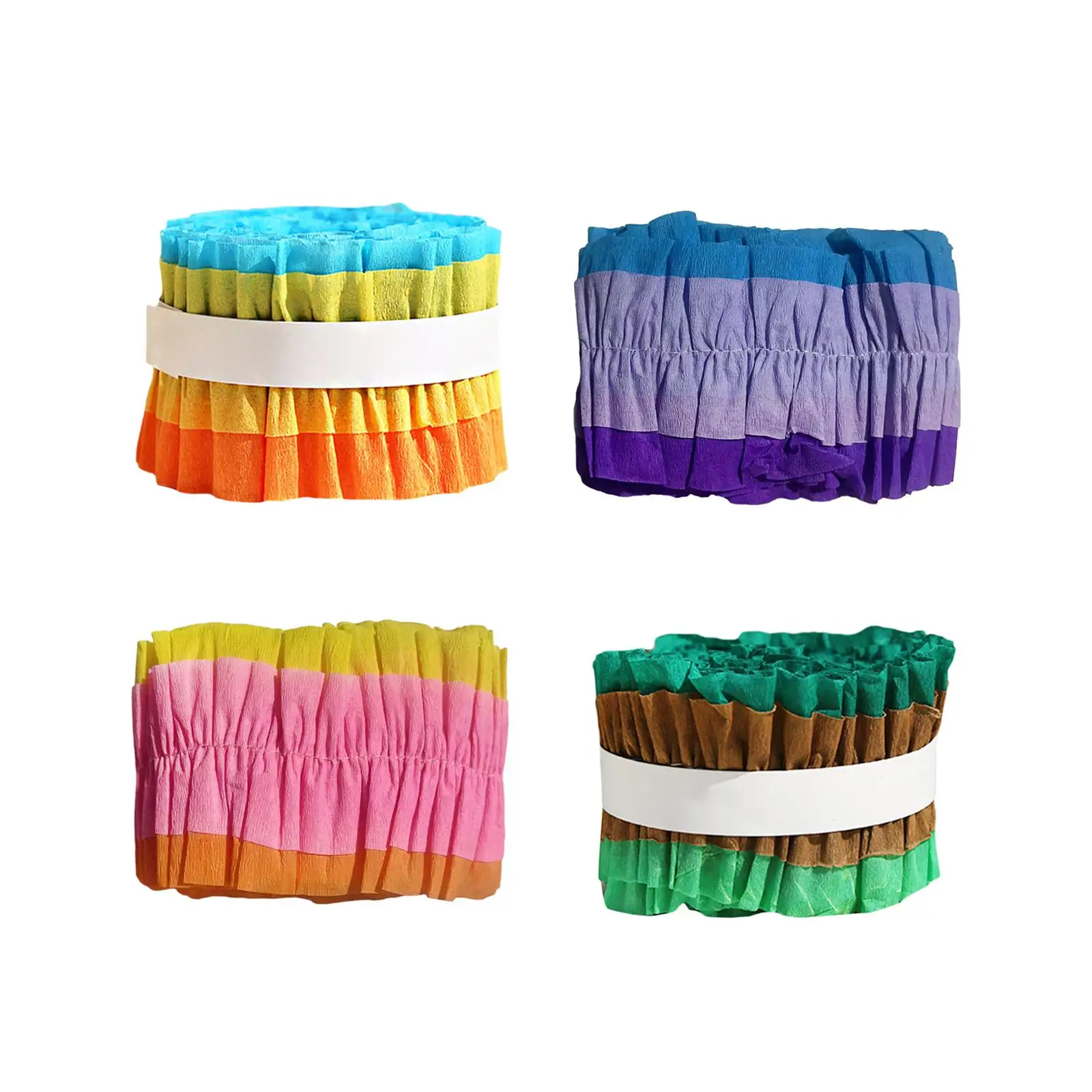 

2 Pieces Wrinkle Paper Roll Birthday Crafts Multicolor Background Ornament Party Supplies Gift 7cmx3M Wedding Crepe Paper Roll