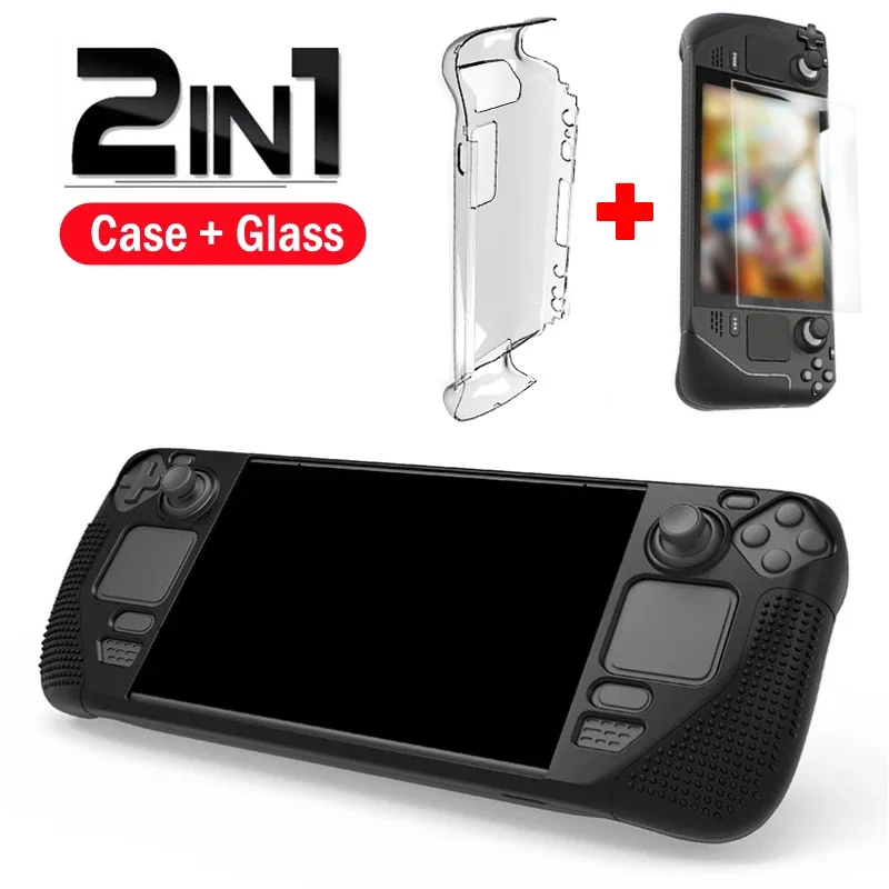Custodia 2 In 1 In Vetro Temperato Per Steam Deck Cover Rigida Protettiva Per Gamepad Capa Screen Protector Per Steam Deck Console Di Gioco Shell