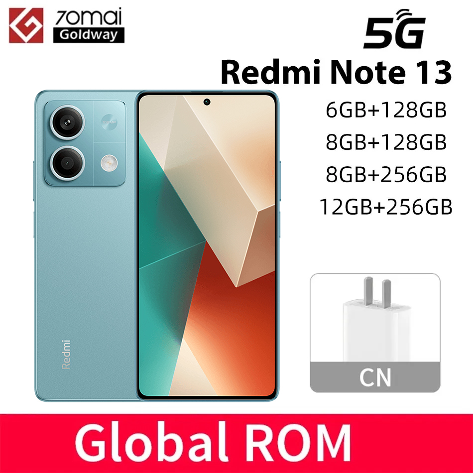 Global Firmware Xiaomi Redmi Note 13 5G Smartphone 128GB 256GB ROM Dimensity 6080 6.67'' AMOLED Screen 5000mAh 33W Fast Charging