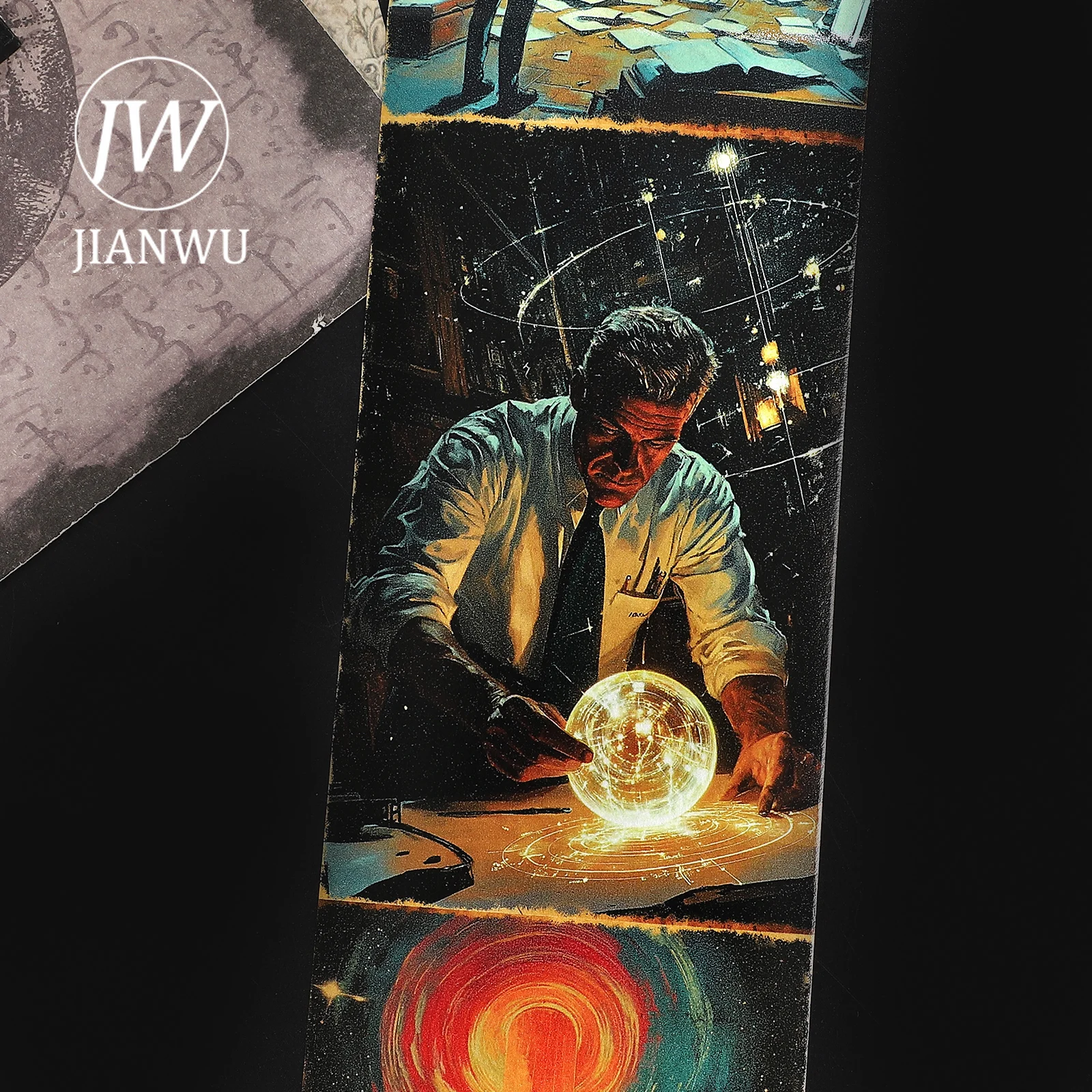 JIANWU 80mm * 205cm 빈티지 미친 과학자 풍경 소재 콜라주 스크랩북킹 와시 테이프 크리 에이 티브 DIY 저널 문구