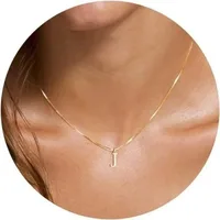 Collier initial A-Z plaqué or 18 carats, collier en acier inoxydable avec lettres mignonnes pour femmes 5