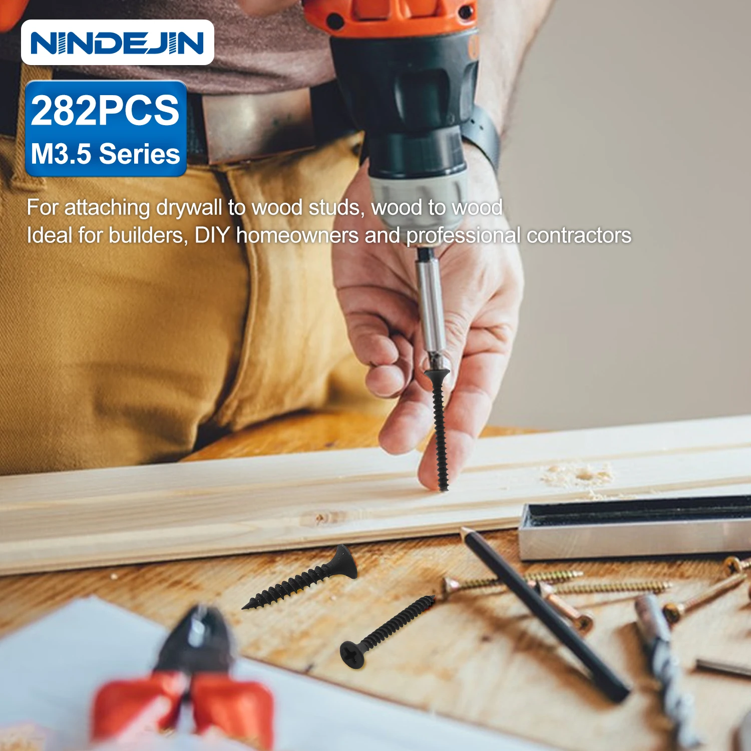 265 Pcs Flat Head Self Tapping Assorted Screws 304 Stainless Steel Wood