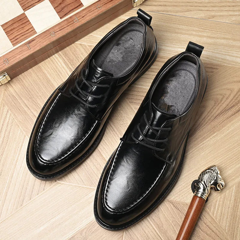 Men's Shoes Business Leather Shoes Formal Gentleman Casual Spring Low-top Lace-up British Do Old Workplace Single