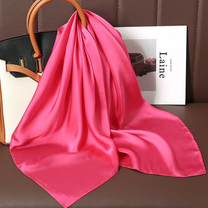 Luxury Silk Square Scarf - 21 Colors 70cm Neck Tie Shawl Womens Hair Bandana  Headscarf