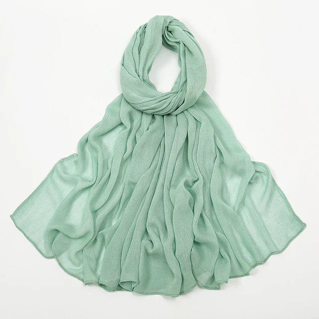 Nouveau Hijab en rayonne froissé pour femmes, écharpe musulmane, châles longs, Turban islamique solide, bandeau Heascarf, bandeau Ramandan