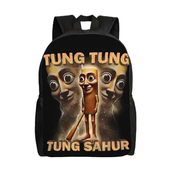 Tung Tung Tung Sahur Backpack for Men Women Casual High School Daypack Italian Brainrot Meme College Canvas Bags Gift 1