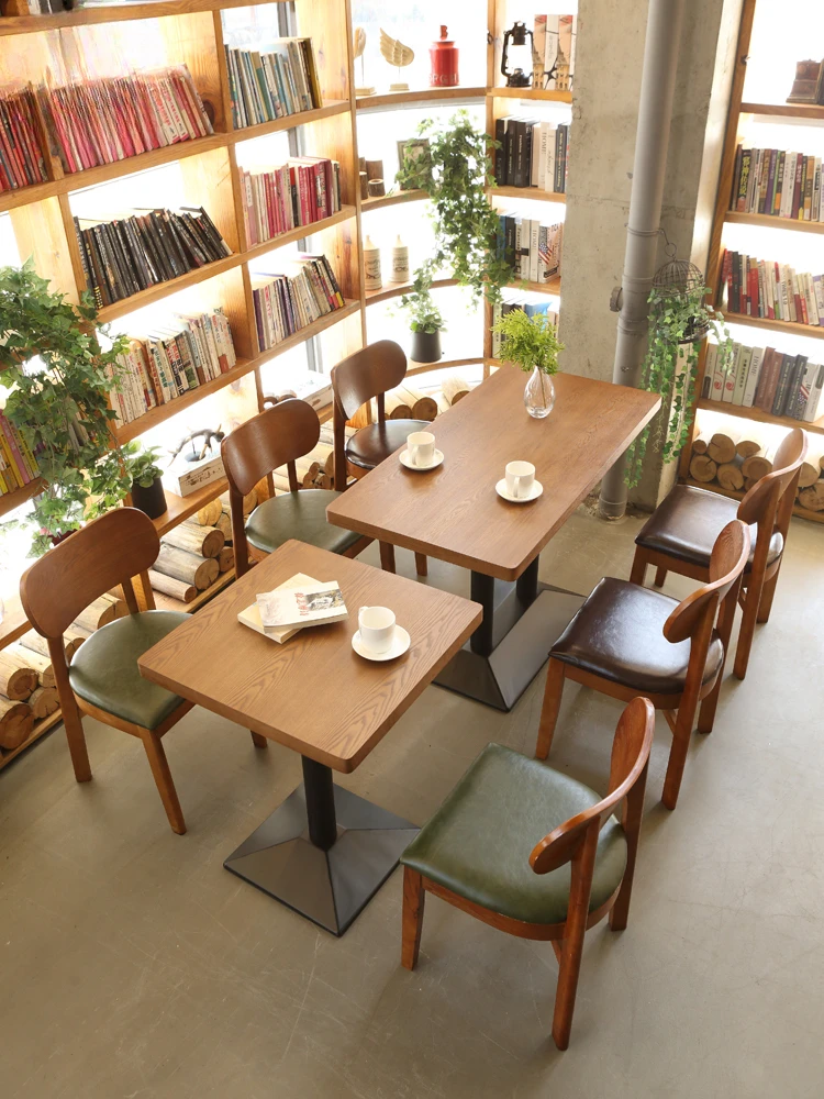 

Custom Cafe Vintage Solid Wood Western Restaurant Japanese Restaurant Dining Fast Food Noodle Restaurant Cha chaan teng Commerci