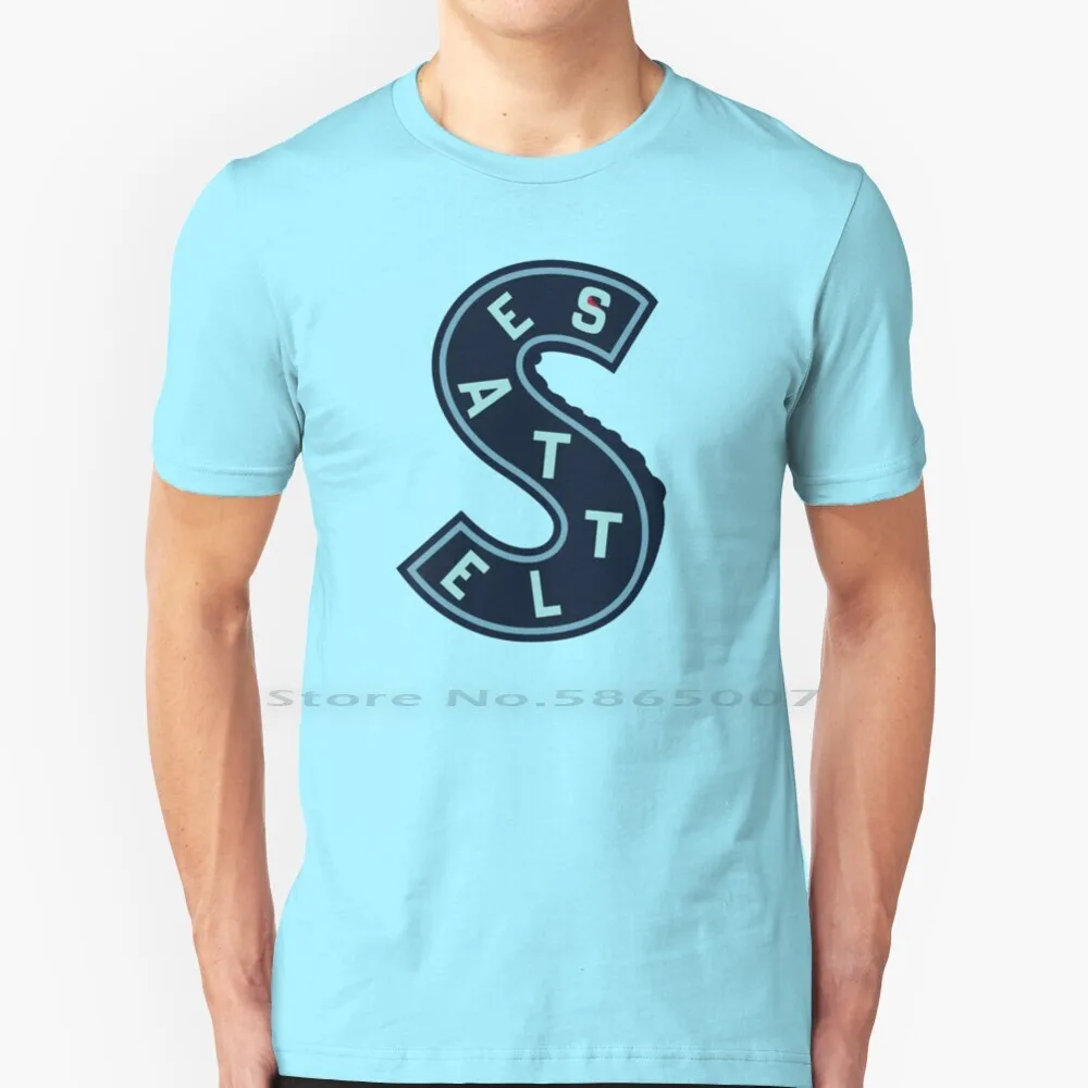 Logo Metropolitana-Kraken Inspiration T Shirt 100% Cotone Hockey Release The Kraken Anchor Kraken Logo 2021 Sharks Sports Blue