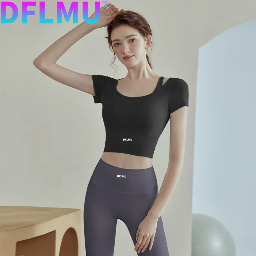 DFLMU 요가 여성 요가 요가 의류 2피스 세트 충격 방지 러닝 스포츠 브라 빠른 건조 통기성 피트니스 탑