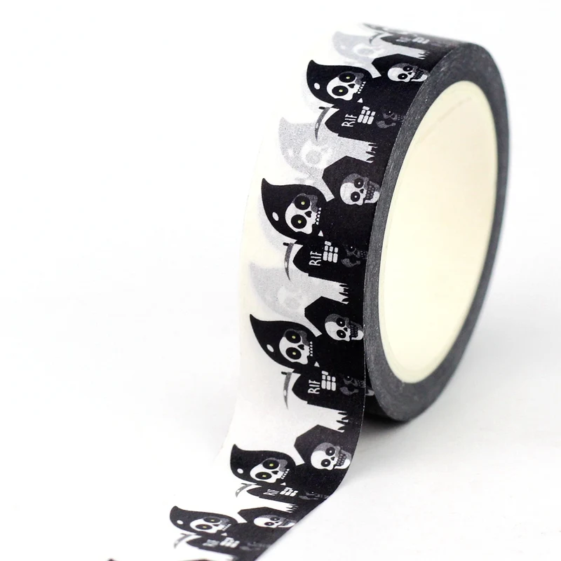 2024 NEW 1PC 10M Decor Halloween Holiday Ghosts Skull BW Washi Tape Set for Scrapbooking Journaling Masking Tape Cute Stationery 5