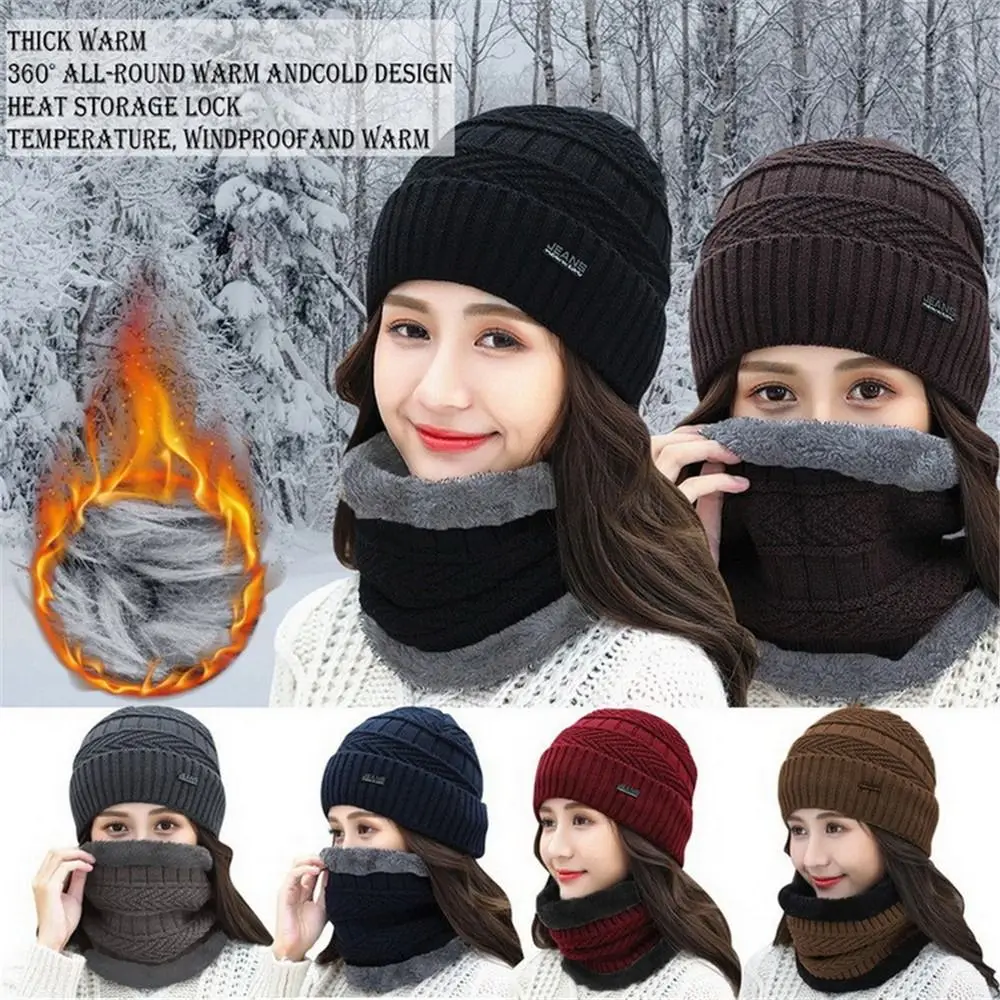 

Warm Fleece Soft Knitted Hat Neck Scarf Cap Balaclava Beanie Hat Scarf