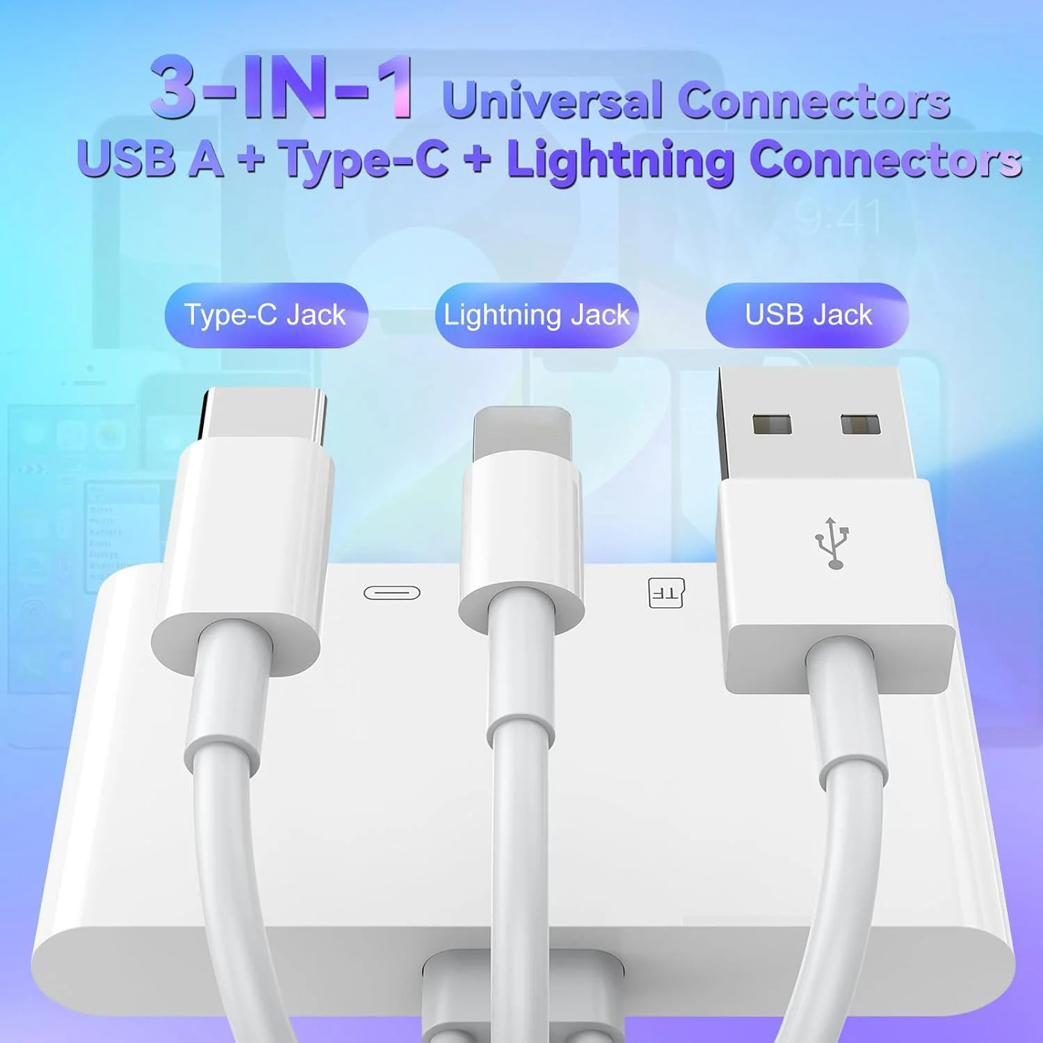 8-in-1 범용 카드 리더기 SD/TF 슬롯 USB3.0/Type-C/LigtingOTG카메라 어댑터안드로이드/아이폰/아이패드 외부 설치용