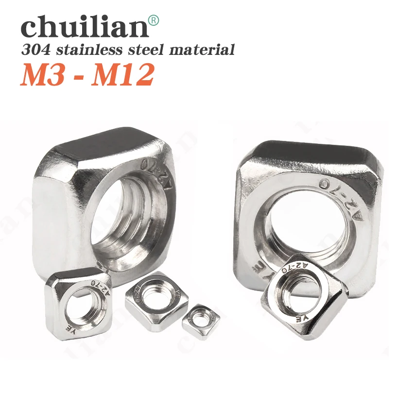 

Square Nuts M3 M4 M5 M6 M8 M10 M12 A2 304 Stainless Steel Din557