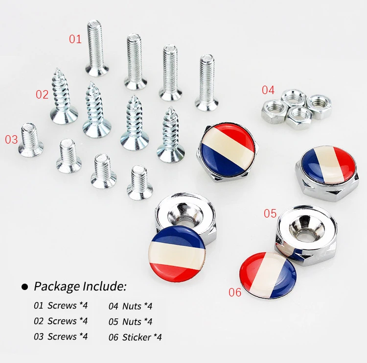 4 Stücke USA Italien Deutschland Britische Flagge Metallschrauben Kennzeichenschrauben Für VW BMW Audi Toyota Honda Alfa Romeo Autozubehör – Detail 7