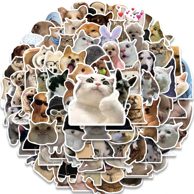  100PCS Cute Cat Stickers,Kawaii Funny Cat Meme Decals