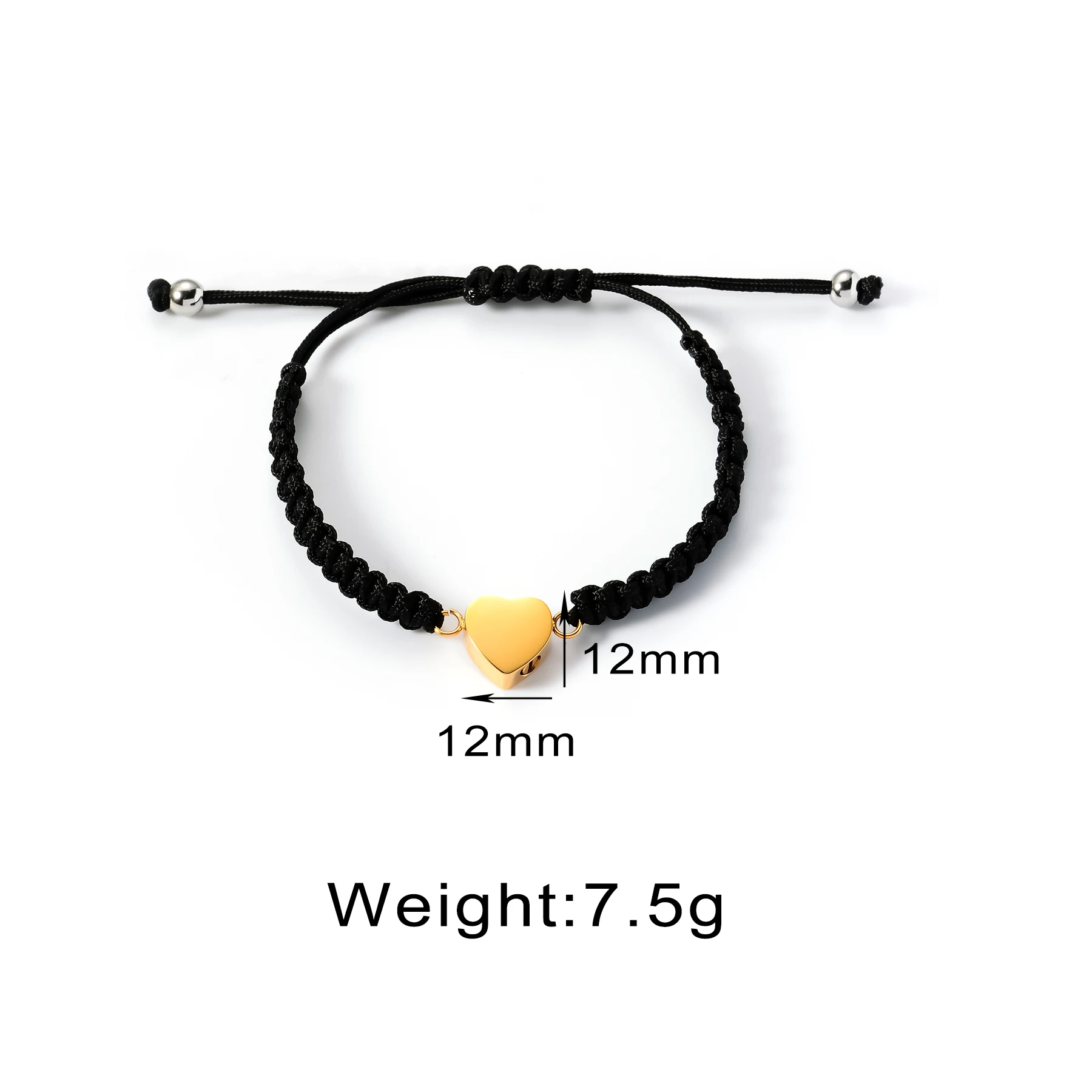 Stainless Steel Cremation Jewelry for Women Customized Text Heart Ashes Urn Adjustable Rope Bracelet for Pet Family Keepsake 4