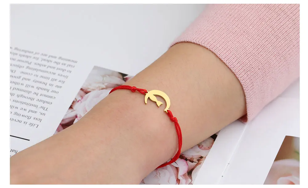 Cute Lying Cat Charm Bracelet for Women Stainless Steel Animal Kitten Wax Rope Hand Bracelet Jewelry - PeticaDeals