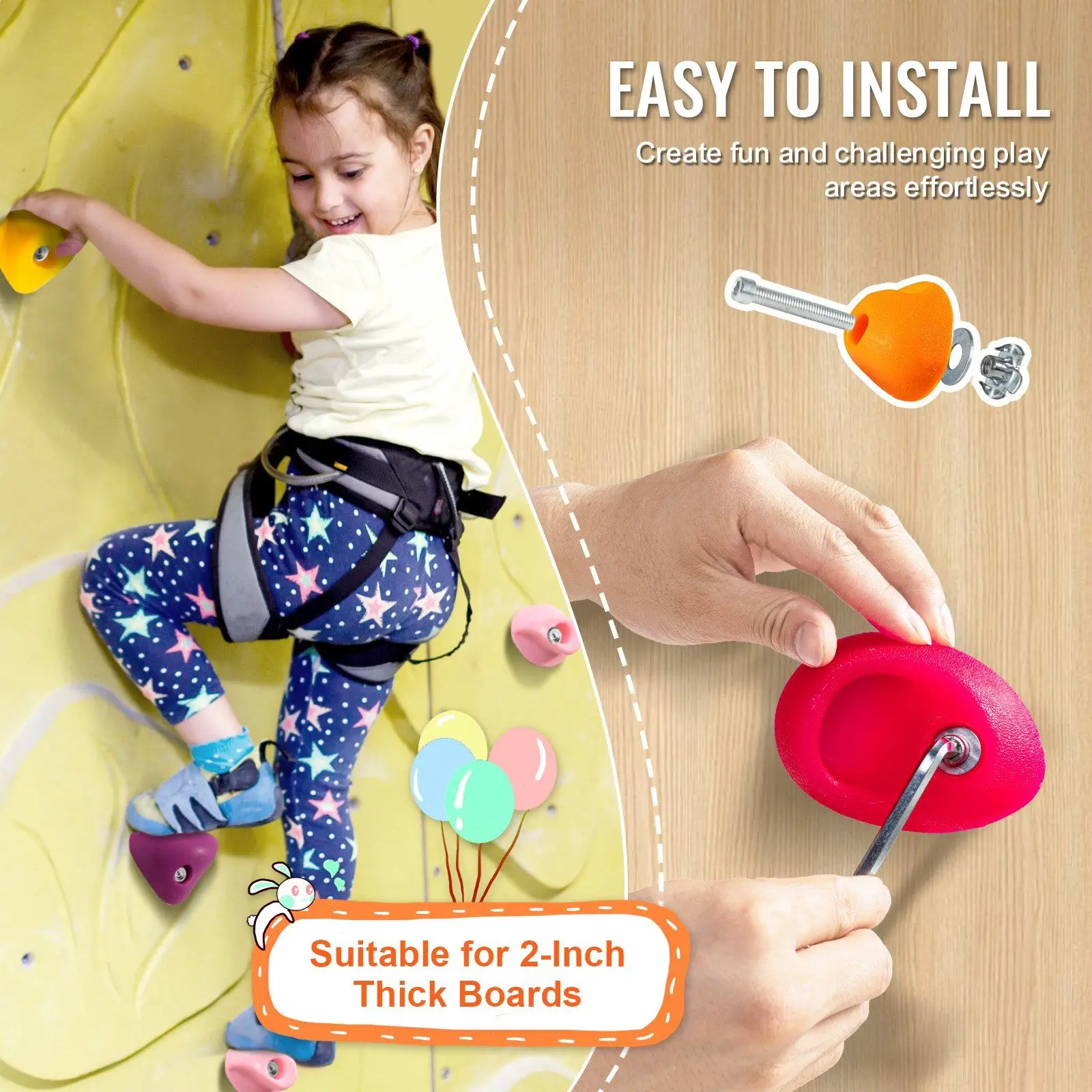 32 Rock Climbing Holds Climbing Rocks Rock Wall Holds Grip Indoor /Outdoor 6