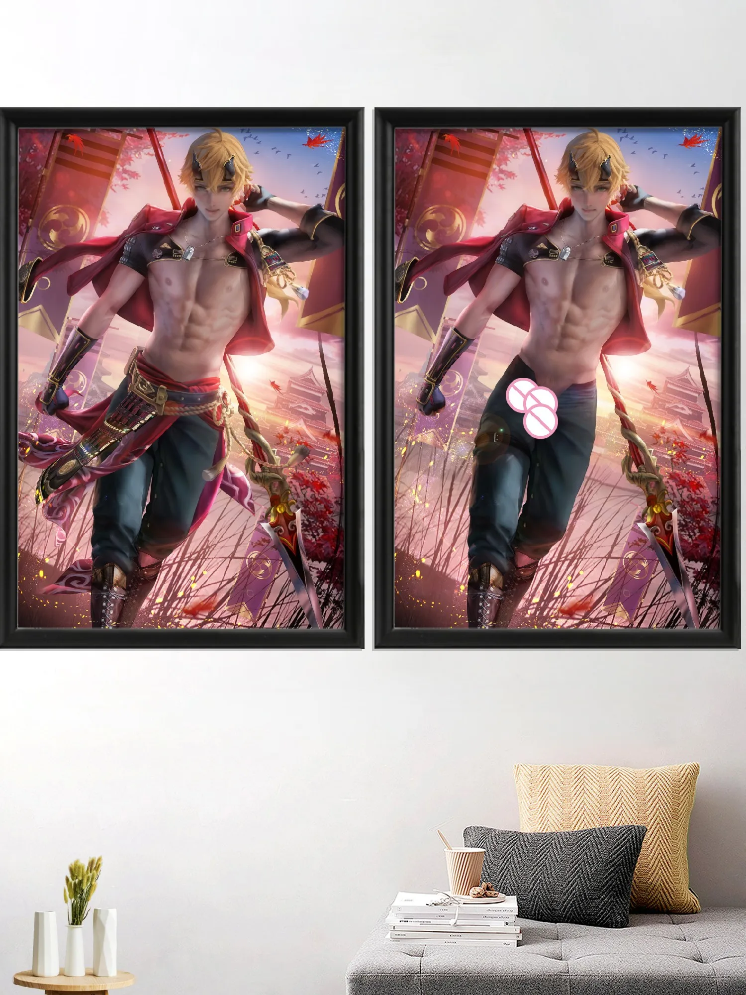 Thoma Zhongli Genshin Impact Cartoon Venti Sex-Maschio-Nude Anime Art-Poster Stampe Murali Living-Bedroom Picture Decoration Decor